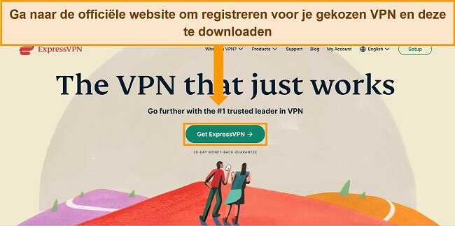 Screenshot van ExpressVPN's website met de