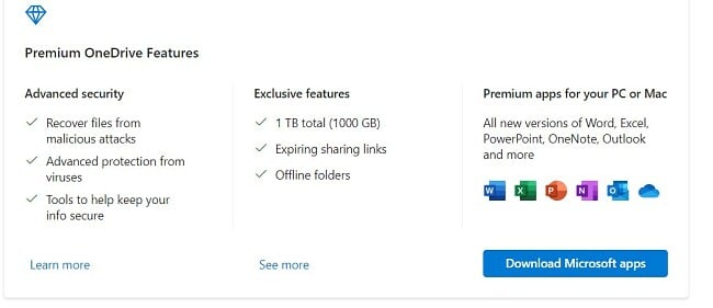 Caracteristici OneDrive