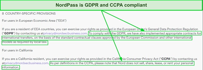 I was pleased to see NordPass’ GDPR and CCPA compliance