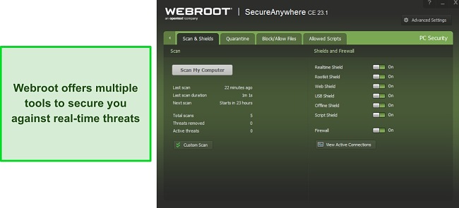 Webroot provides multiple tools for real-time protection