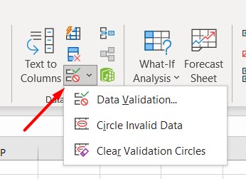 excel data validation