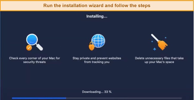Screenshot of Avira installing on a Mac