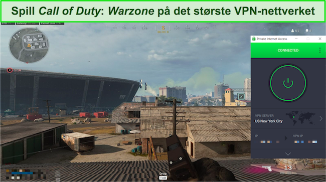 Skjermbilde av CoD Warzone ved hjelp av PIAs enorme servernettverk