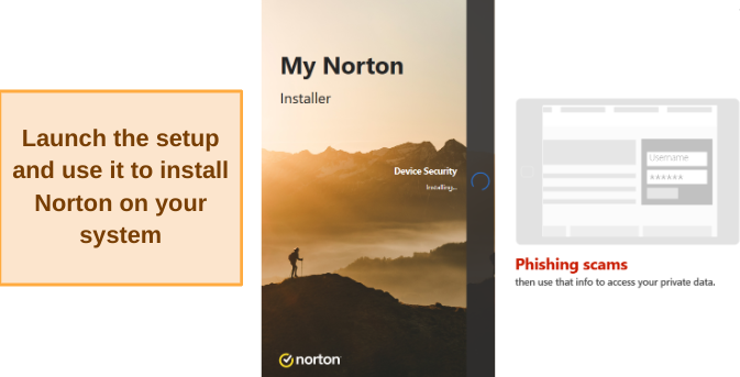 Screenshot showing Norton's setup in progress