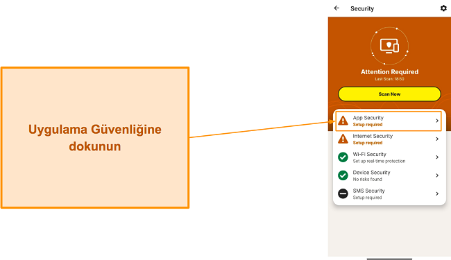 Norton'un Android uygulamasında Uygulama Güvenliği ayarlarını açma