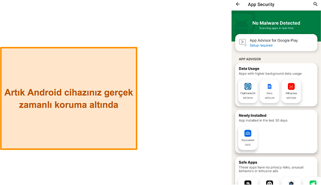 Norton'un Android uygulamasında aktif gerçek zamanlı koruma