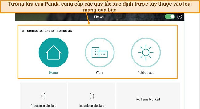 Ảnh chụp màn hình tab bảo vệ tường lửa Panda