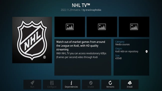 Image of Kodi Addon NHL TV