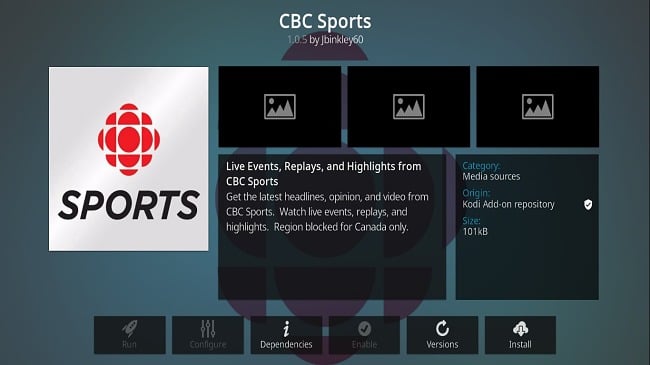 Bild des Kodi Addon CBC