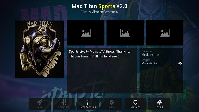 Image of Kodi Addon Mad Titan Sports