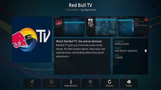 Image of Kodi Addon Red Bull TV