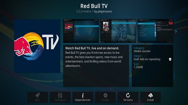 Bild des Kodi Addon Red Bull TV