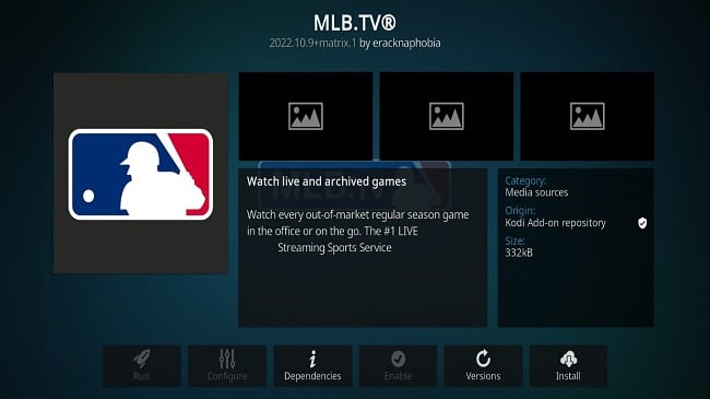 Bild des Kodi Addon MLB.tv