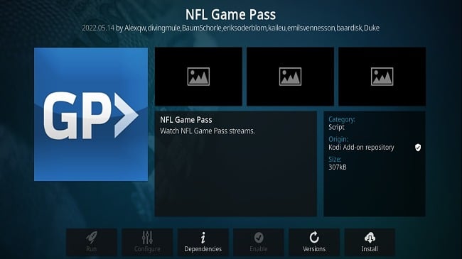 Bild des Kodi Addon NLF Game Pass