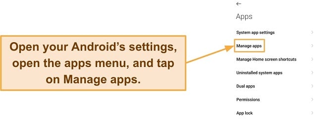 Screenshot showing how to access the installed apps menu on an Android device