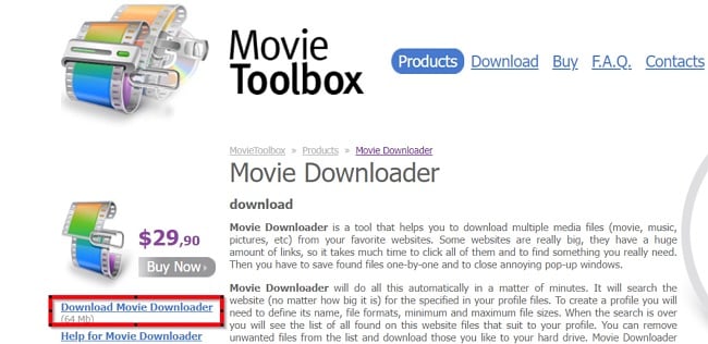 Movie Downloader download links screenshot