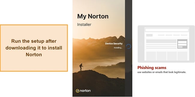 Screenshot of Norton's installation in progress