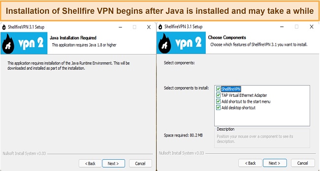 Screenshot showing the installation of the required Java libraries before application launch