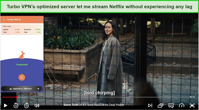 Screenshot of Turbo VPN unblocking US Netflix