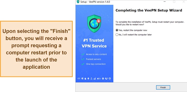 Screenshot of VeePN's installation process