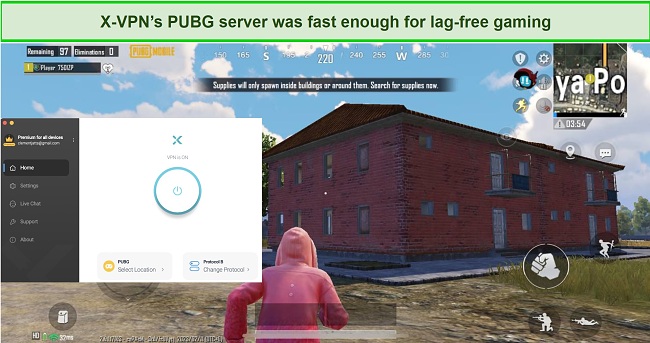 Screenshot of me gaming with X-VPN