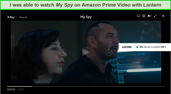 Screenshot of Lantern VPN unblocking Amazon Prime