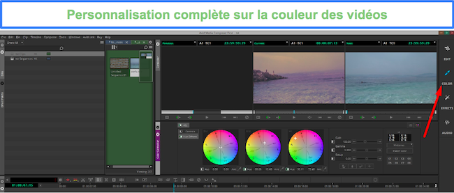 Correction des couleurs Média Avid