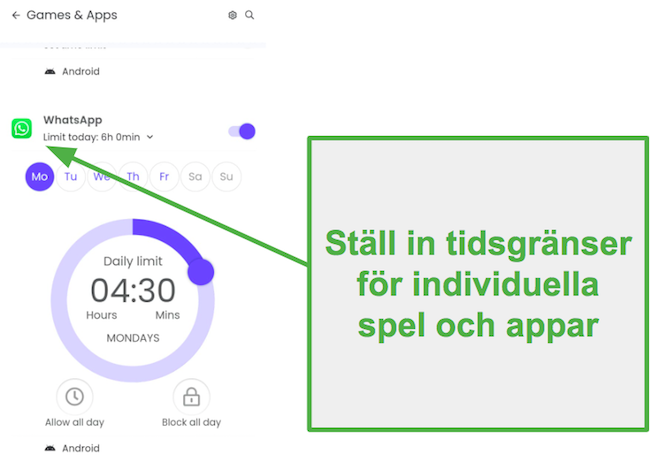 Skapa appbaserade begränsningar med Qustodio