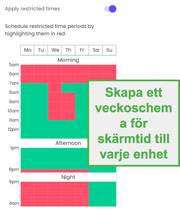 Skapa veckoschema med Qustodio