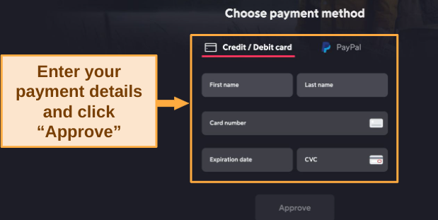 Screenshot of Viaplay payment details page