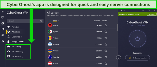 CyberGhost Optimized server