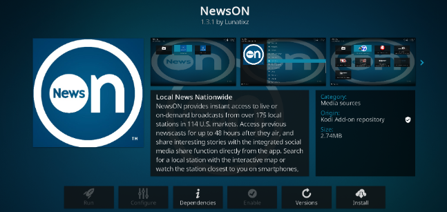 Image of NewsON Kodi add-on