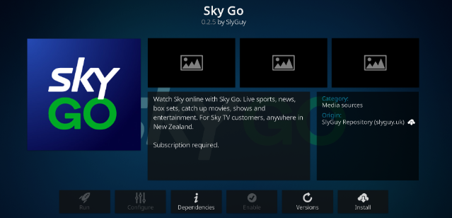 Image of Sky Go Kodi add-on