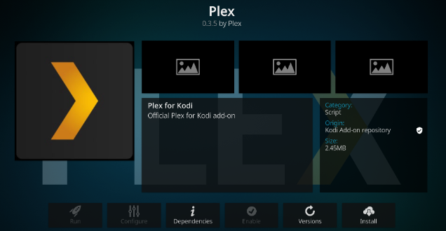 Immagine del componente aggiuntivo Plex Kodi