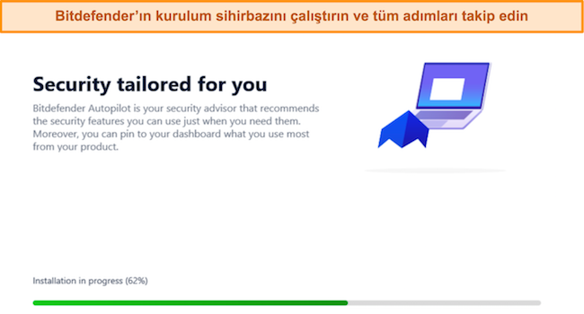 Bitdefender kurulum sihirbazının ekran görüntüsü