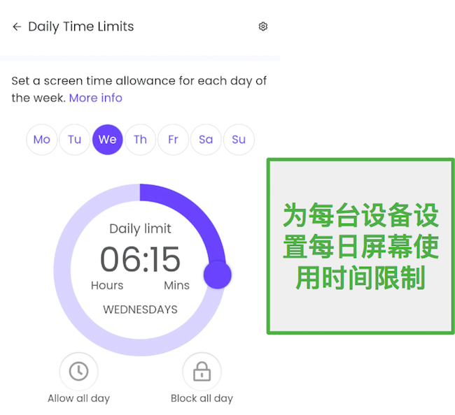 使用 Qustodio 设置每日屏幕时间限制