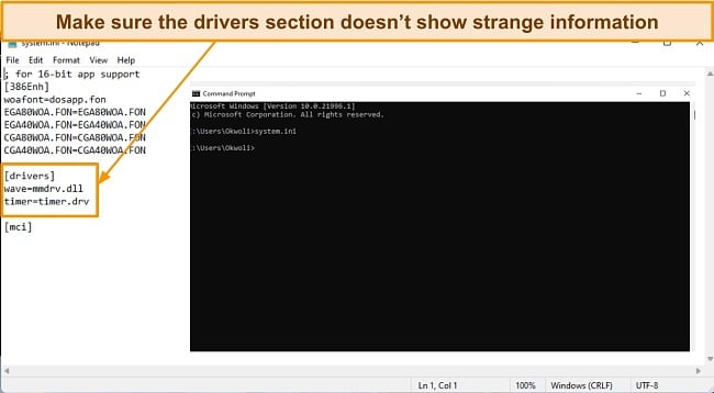 Screenshot showing how to check for RAT infection with command prompt