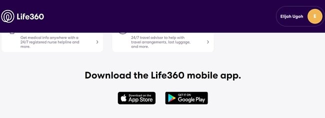 Zrzut ekranu aplikacji mobilnej Life360