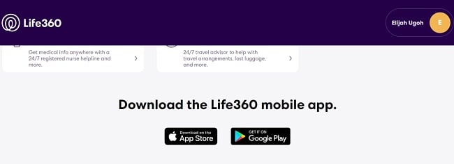 צילום מסך של אפליקציית Life360 לנייד