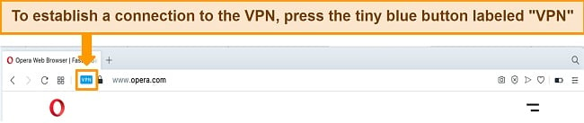 Screenshot of the Opera VPN search bar