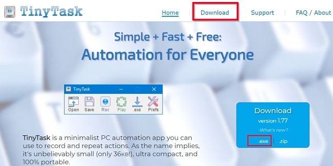 TinyTask Download for Free - 2023 Latest Version