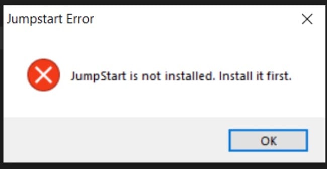 Waircut jumpstart error screenshot