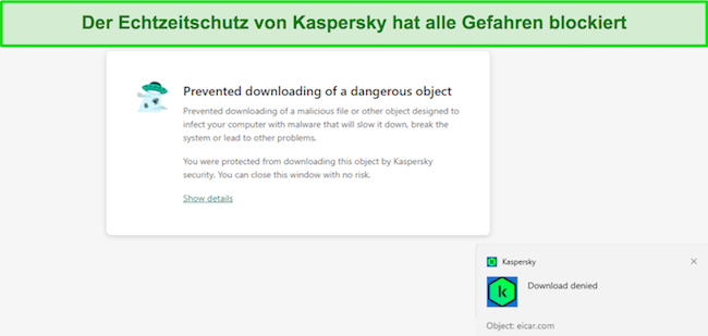 Screenshot des Echtzeitschutzes von Kaspersky