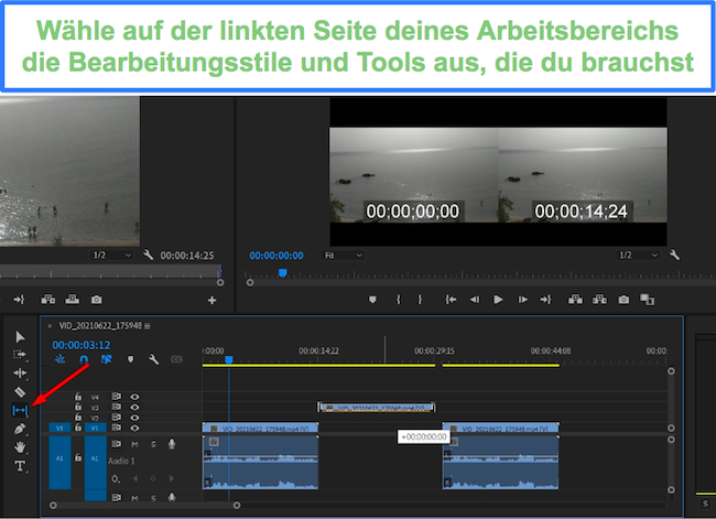 Premiere Pro-Schnittstelle