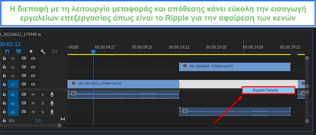 Εργαλείο επεξεργασίας Ripple Premiere Pro