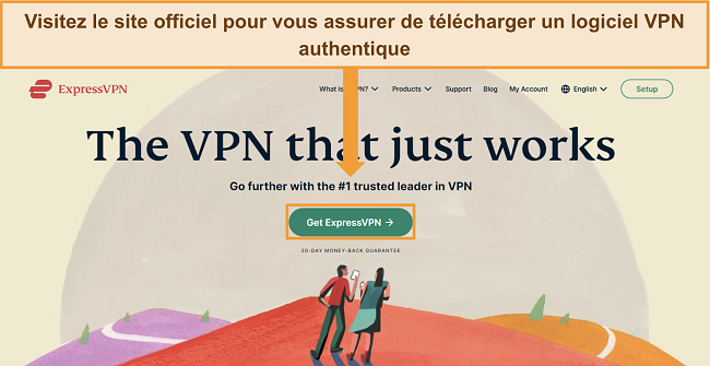 Capture d'écran du site web d'ExpressVPN avec le bouton 