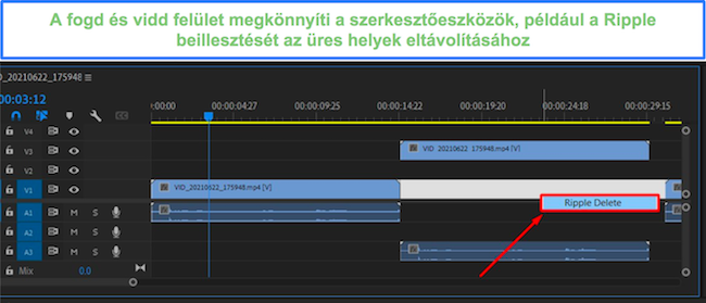 Ripple szerkesztő eszköz Premiere Pro