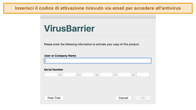 Screenshot of Intego's license activation page