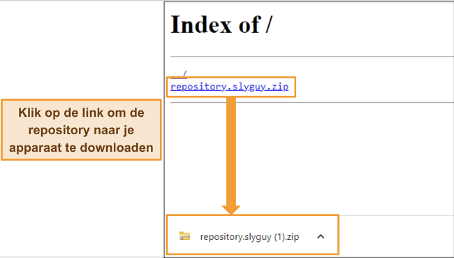 Screenshot van de Slyguy repository die als een zip-bestand wordt gedownload van de hostwebsite.