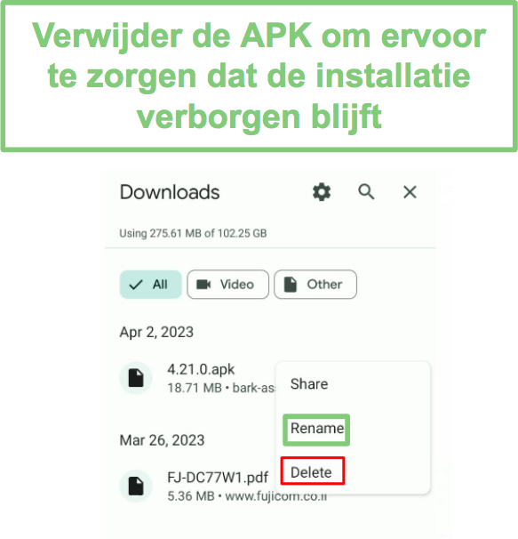 Verwijder het Hoverwatch APK-bestand